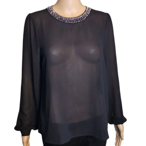 Forever 21 Shirt Womans Sheer Black Size Small - Picture 1 of 10